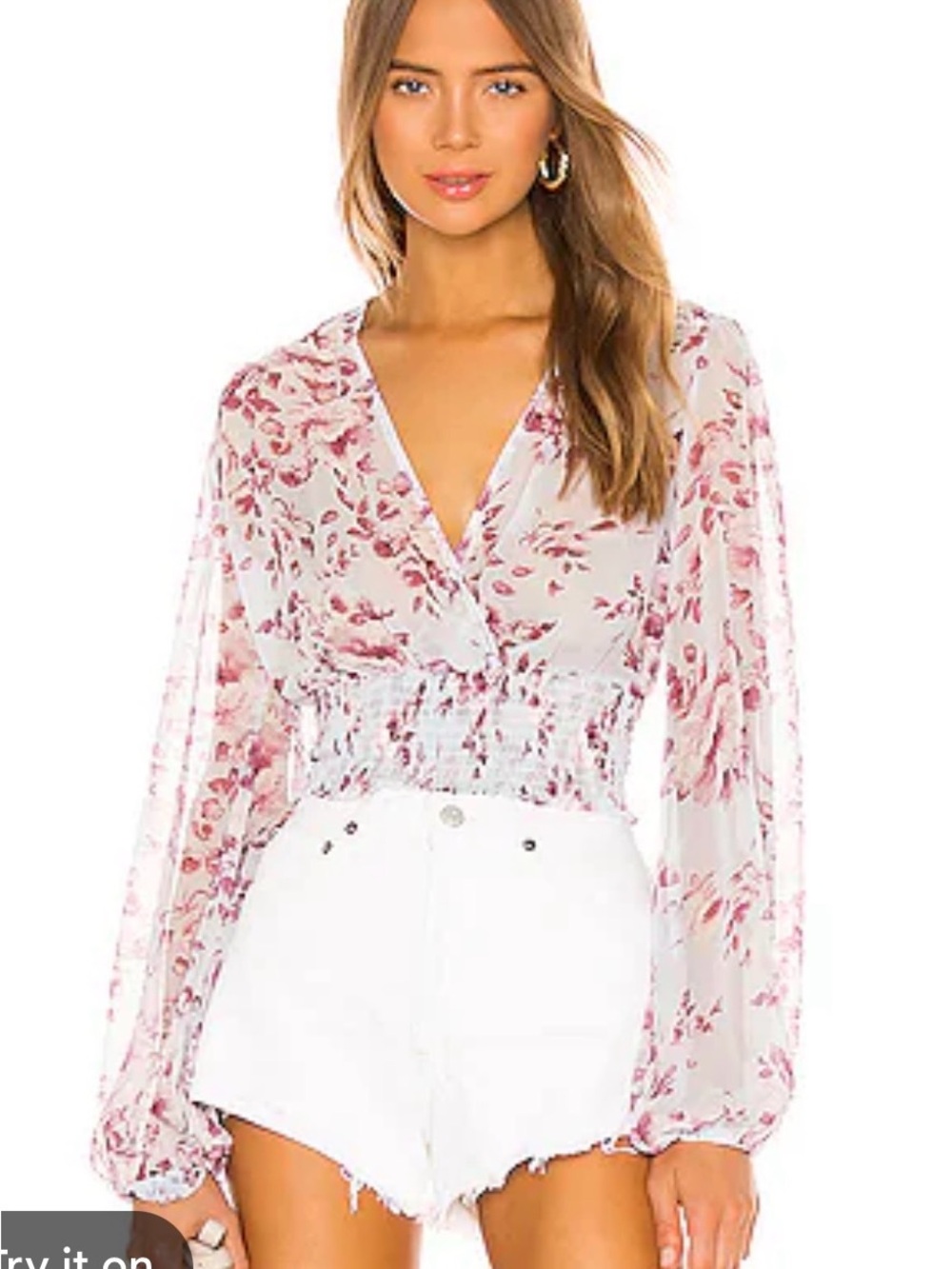 Revolve Bardot Mable blouse in sky blue floral